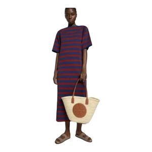 Tory Burch Blue and Red Striped Cotton Maxi Dress Size Medium
